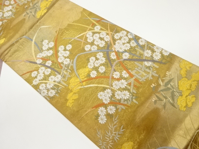 JAPANESE FUKURO OBI / WOVEN FLORAL PLANTS